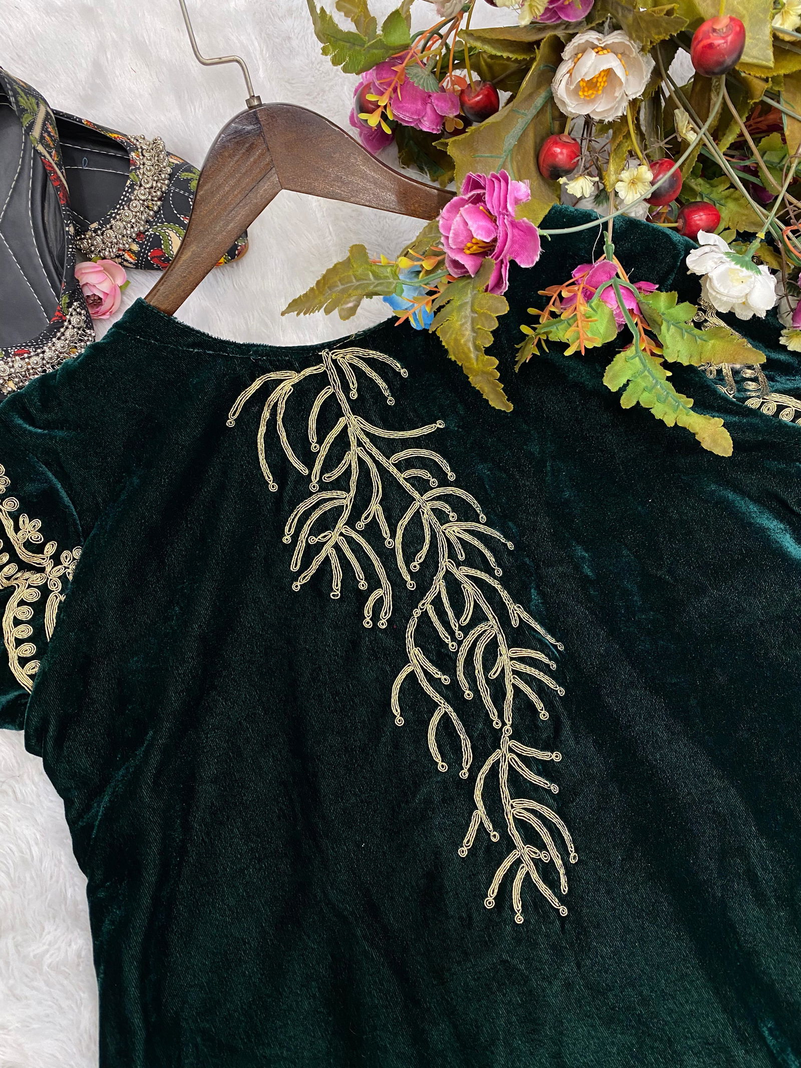  LG 1762 Heavy Embroidery Velvet Kurtis With Bottom Catalog
